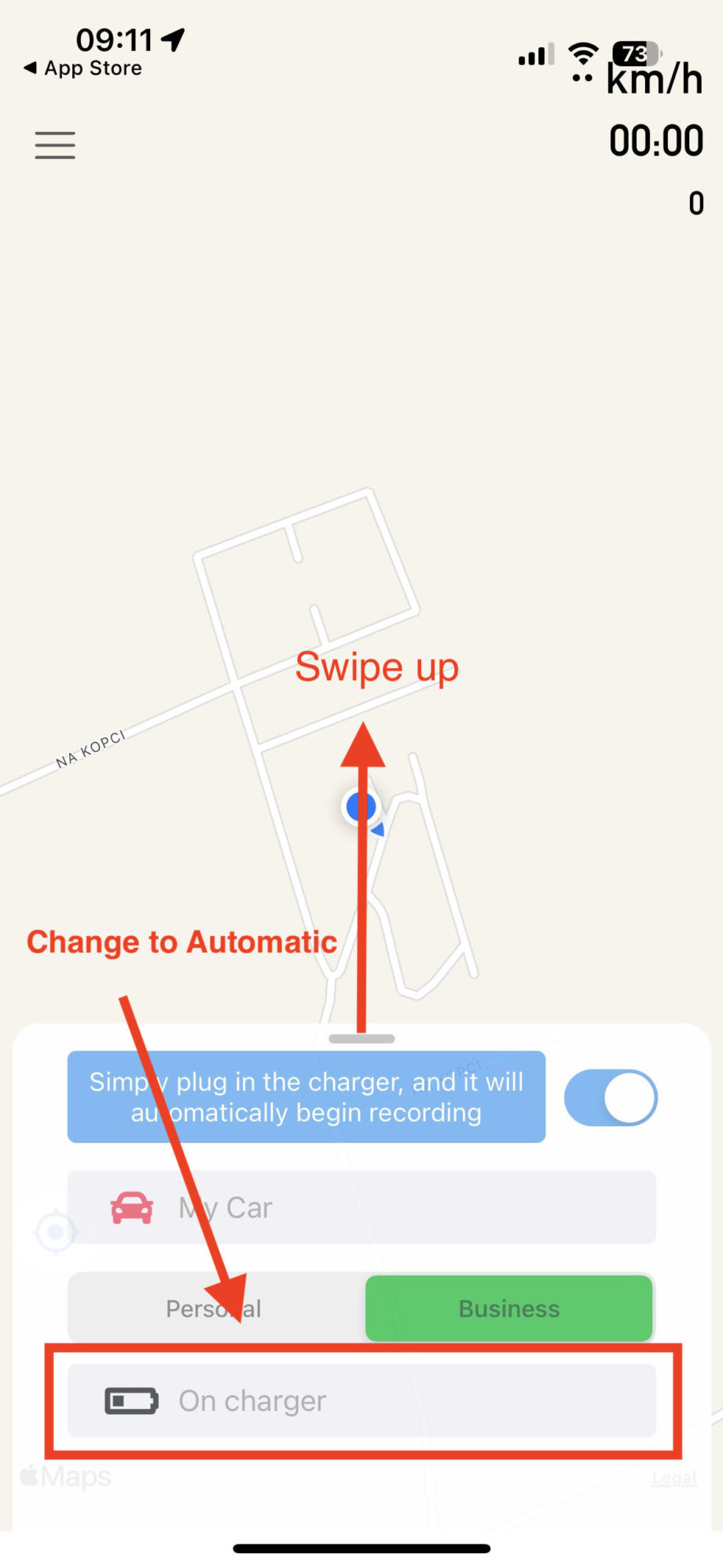 MyCarTracks iOs change recording mode