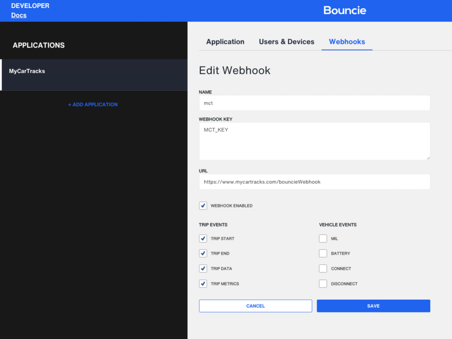 Bouncie new webhook
